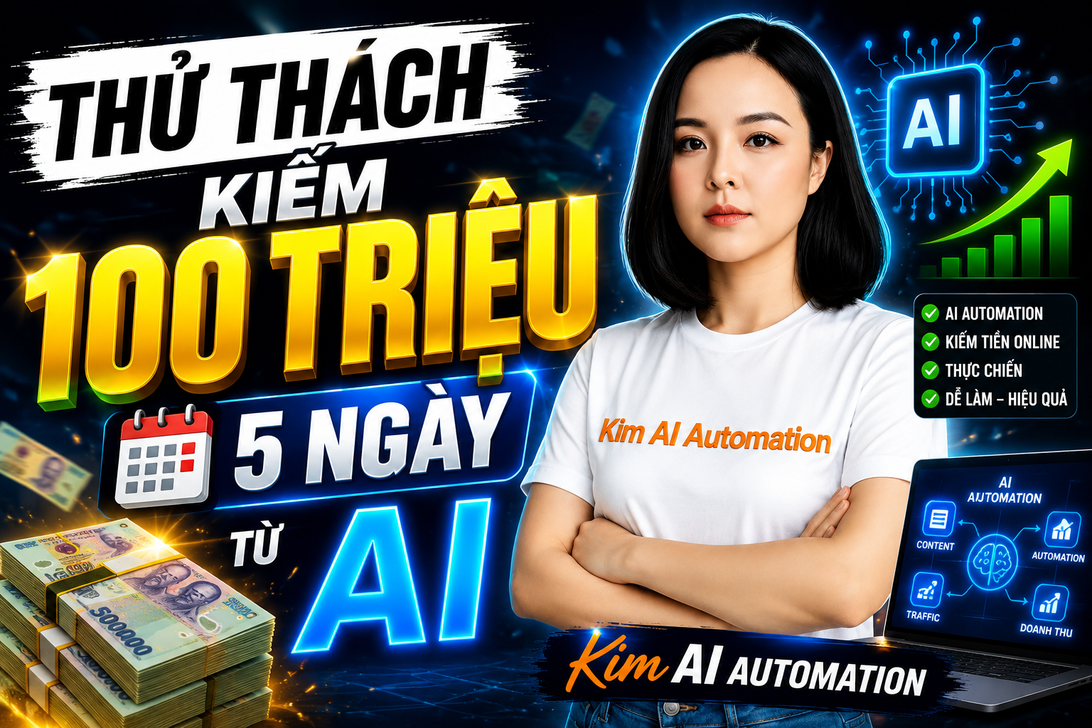 THỬ THÁCH KIẾM 100 TRIỆU 5 NGÀY TỪ AI